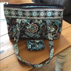 Vera Bradley blue paisley tote and matching wallet